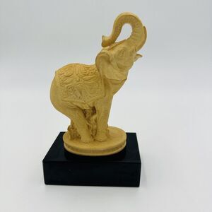 Alabaster Elephant Figurine Marble Base Italy A. Giannelli Home Deco Hand Carved